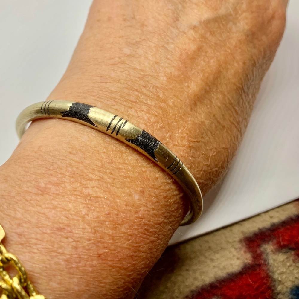 Brass & Black inlay Ethnic/Tribal Cuff Bracelet!